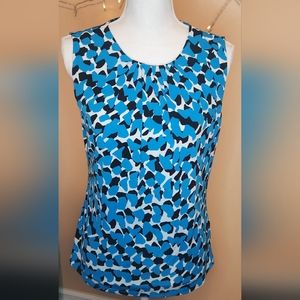 NWOT Calvin Klein size small sleeveless blue, black, and white print top